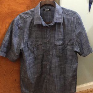 Alfani Men's Navy Blue Short Sleeve Button Up